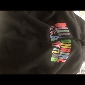 Mens black hooded sweatshirt.